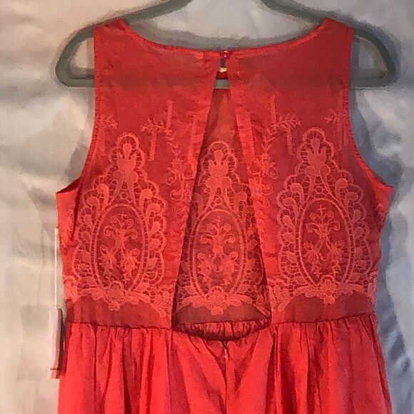 Love Marks Shear Barbie Pink Crew Neck Sleeveless Fit & Flare Cut Out Back L - Picture 5 of 11
